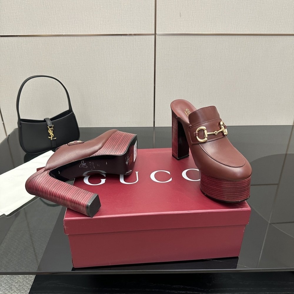 Gvc*1 Women Platform Mule With Horsebit Red Leather 835315 Aadcw 6207
