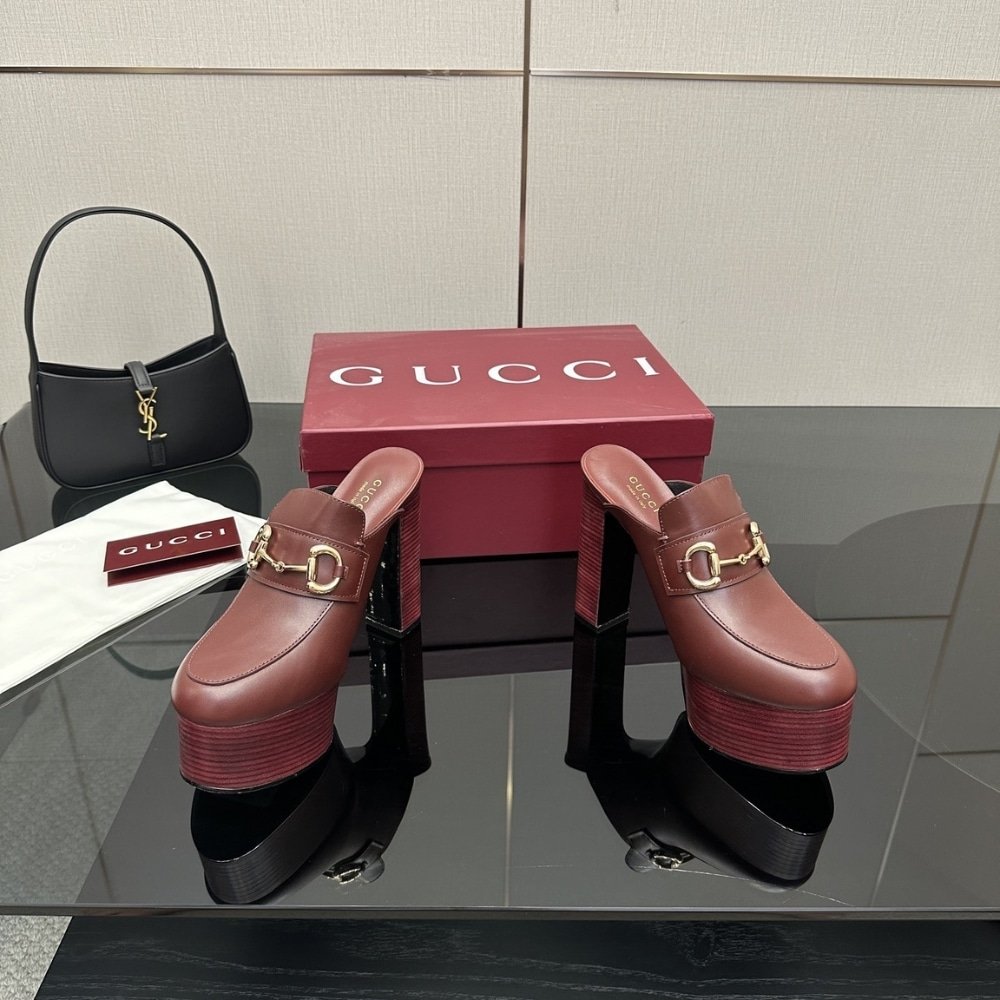 Gvc*1 Women Platform Mule With Horsebit Red Leather 835315 Aadcw 6207