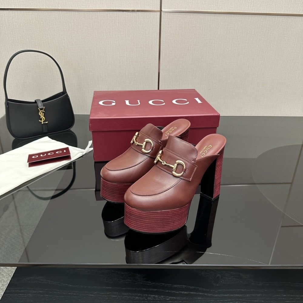 Gvc*1 Women Platform Mule With Horsebit Red Leather 835315 Aadcw 6207