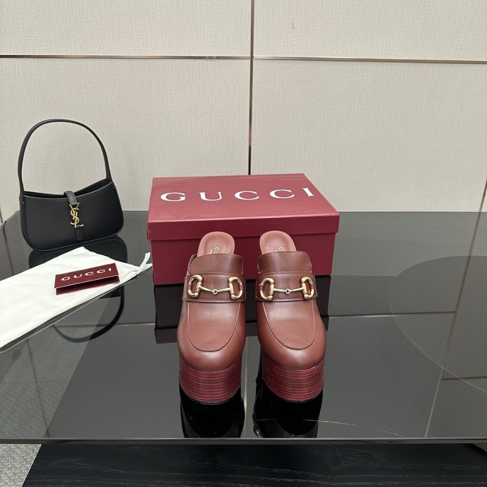Gvc*1 Women Platform Mule With Horsebit Red Leather 835315 Aadcw 6207