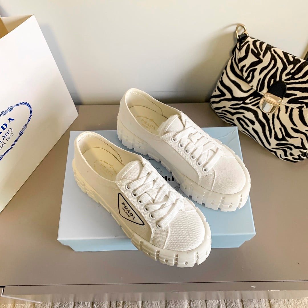 Pra*a Double Wheel Re Nylon Gabardine Sneaker White 1E260M 3Lfx F0009 F B050