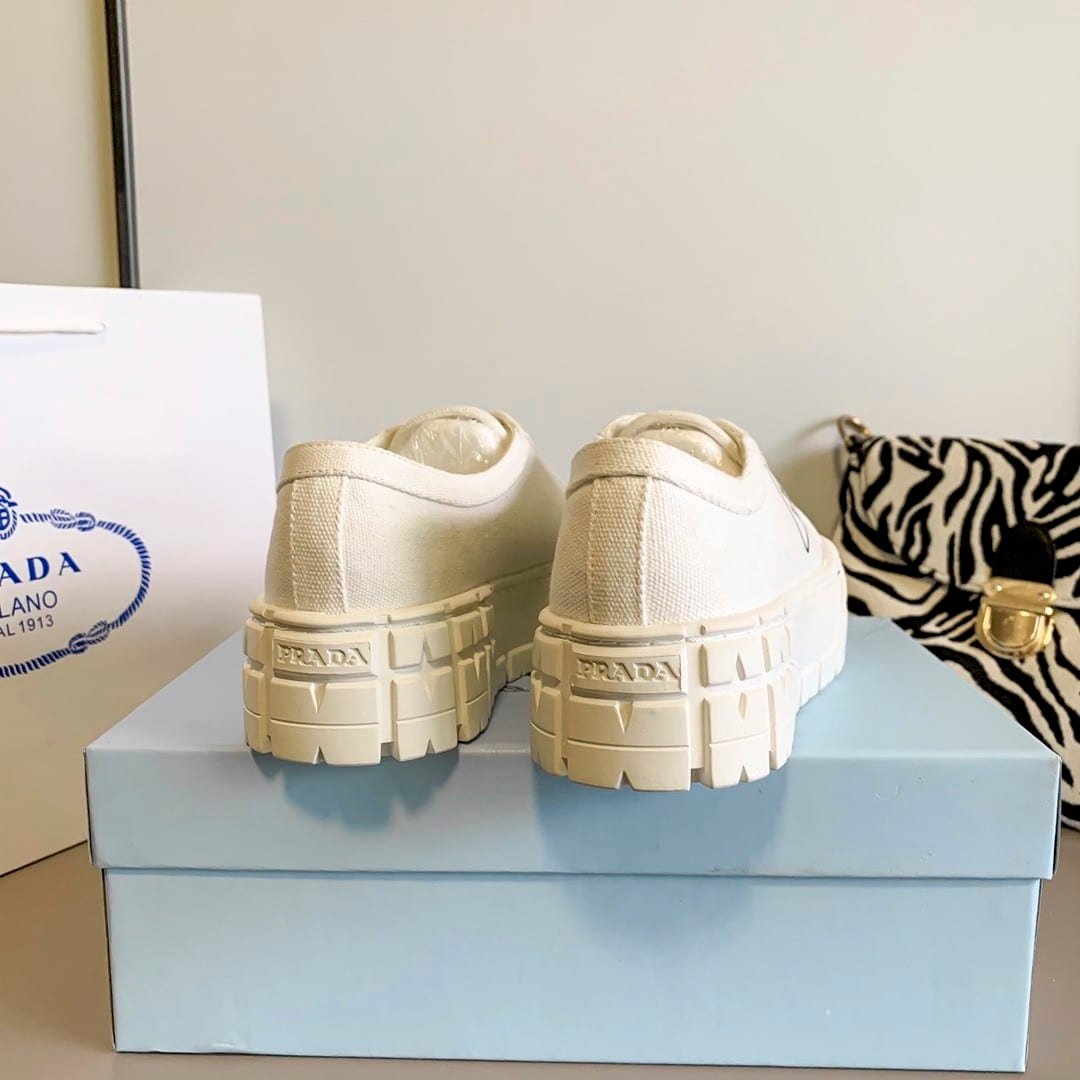 Pra*a Double Wheel Re Nylon Gabardine Sneaker White 1E260M 3Lfx F0009 F B050